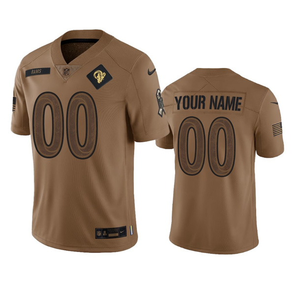 Men%27s Los Angeles Rams Active Player Custom 2023 Brown Salute To Setvice Limited Football Stitched Jersey->customized nfl jersey->Custom Jersey